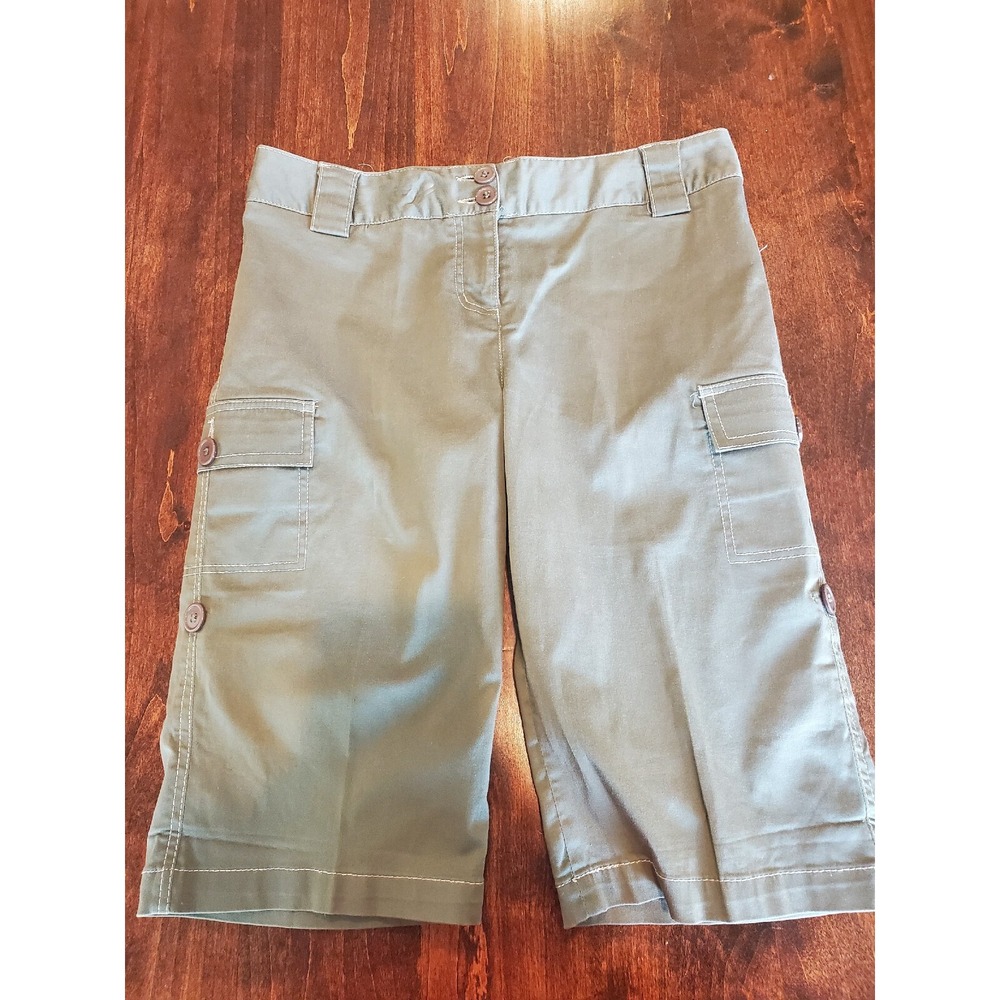 Women's DALIA Bermuda Stretch Shorts Olive Green, Petite Size 4P